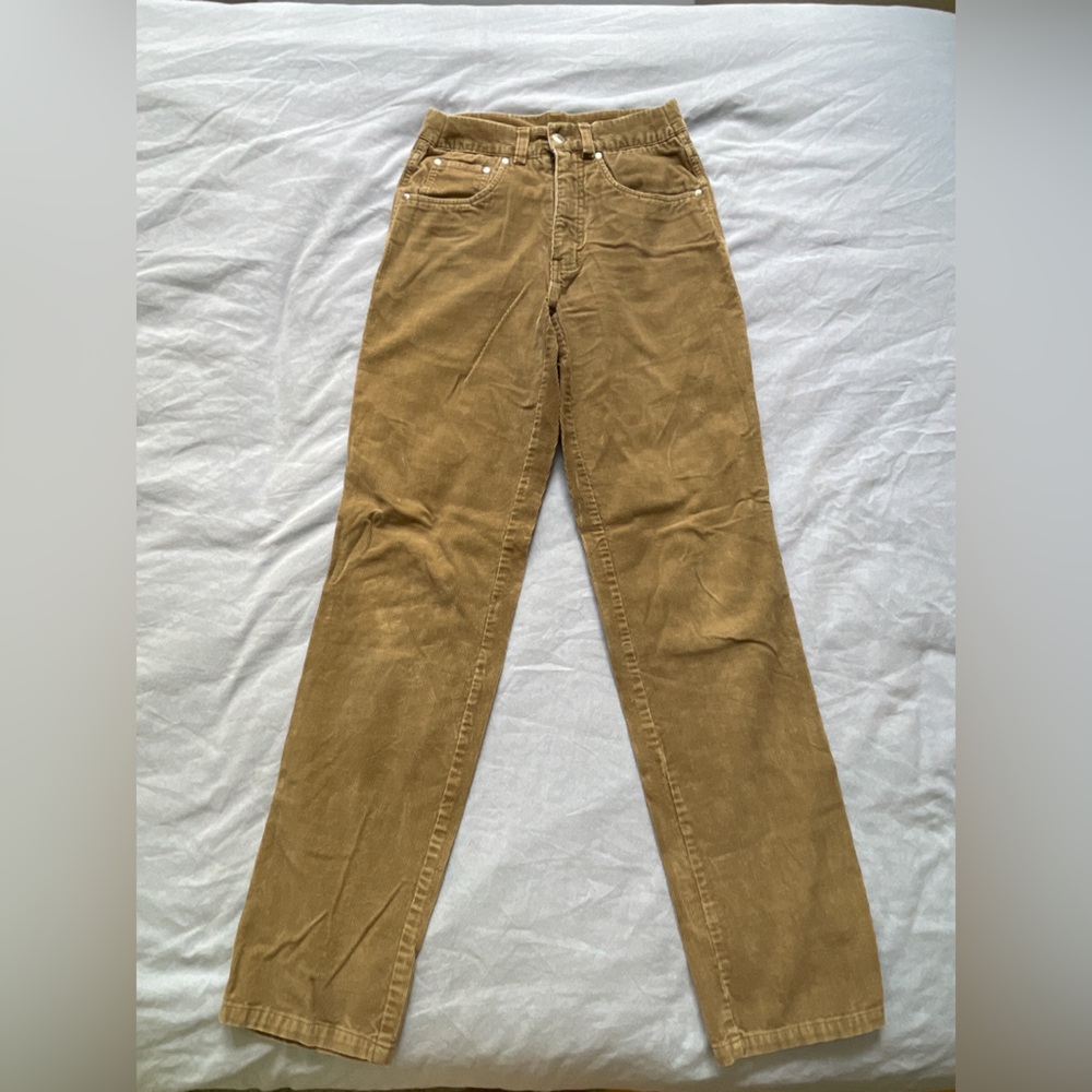 Vintage High Rise Straight Leg Tan Corduroy Pants